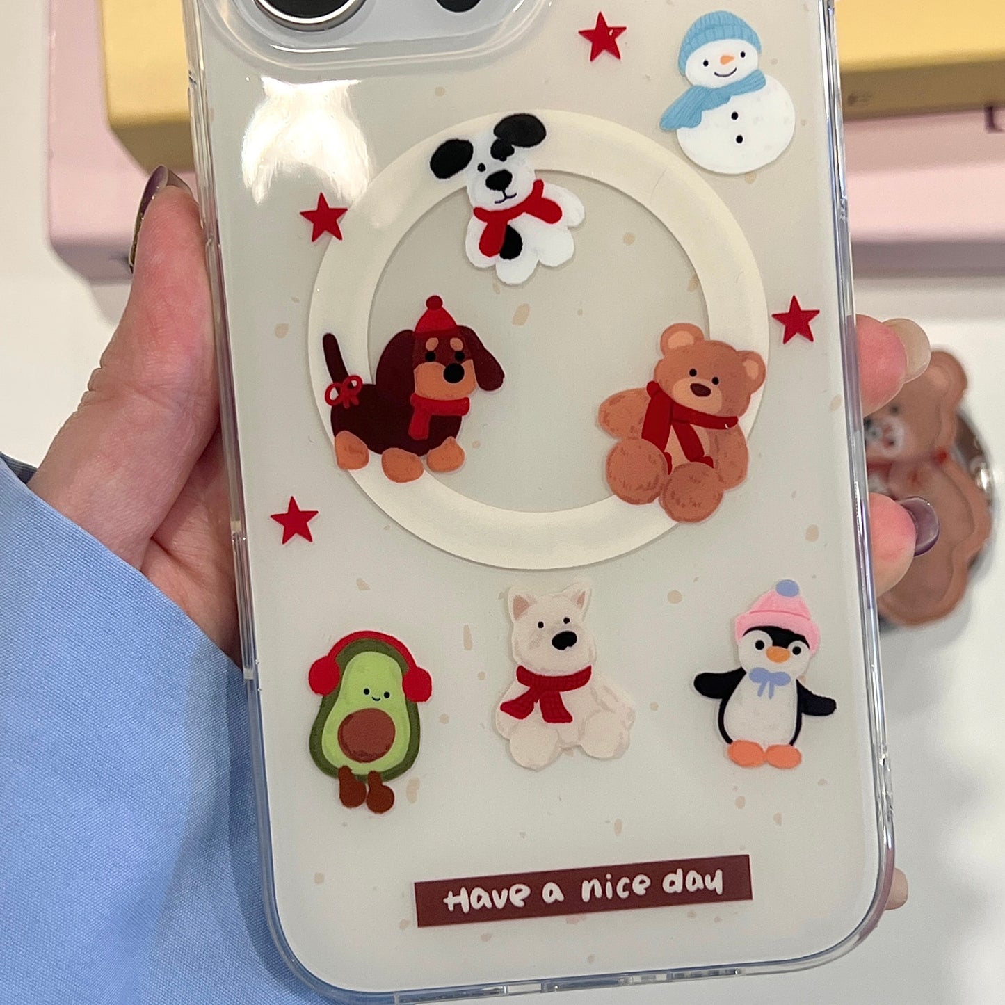 【Preorder】主推款!B132✨ JC 围巾小熊摇摇乐磁吸手机壳