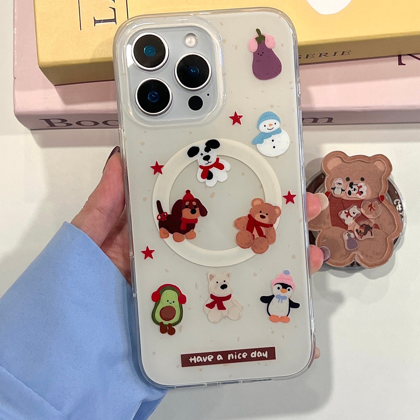 【Preorder】主推款!B132✨ JC 围巾小熊摇摇乐磁吸手机壳