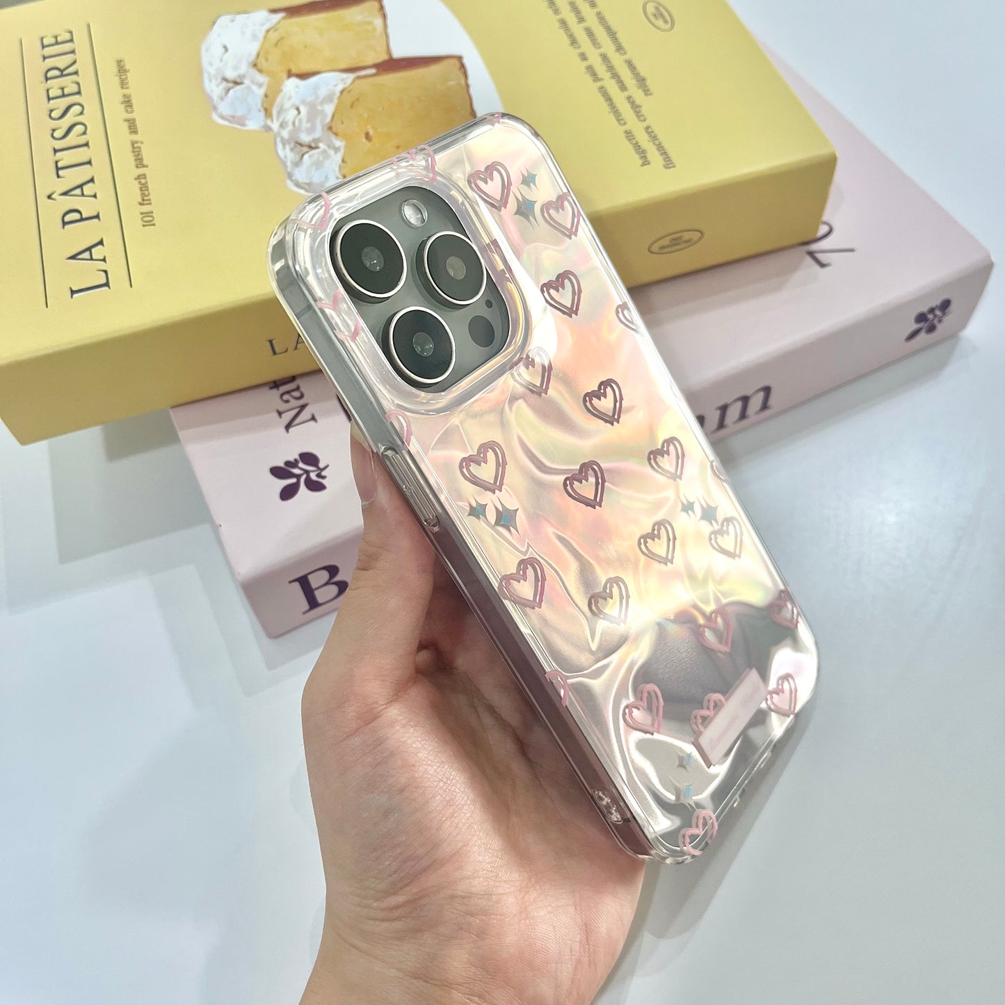【Ready Stock】iP 15 Pro Max ✨ ins 水波纹粉色爱心