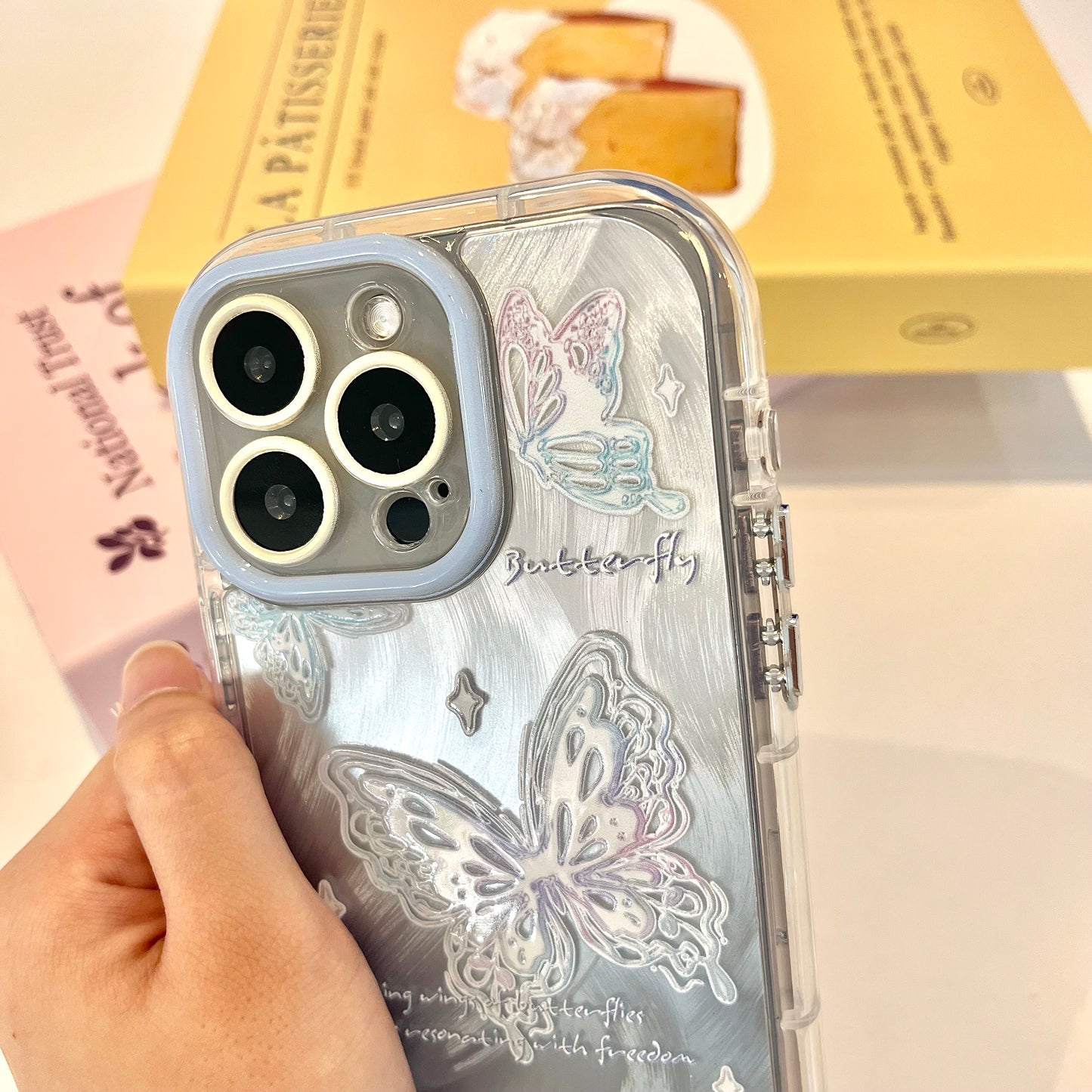 【Ready Stock】B027 ✨ 蓝色渐变羽纱蝴蝶壳
