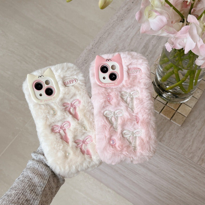 【Preorder】B091✨ 秋冬绒毛蝴蝶结壳子