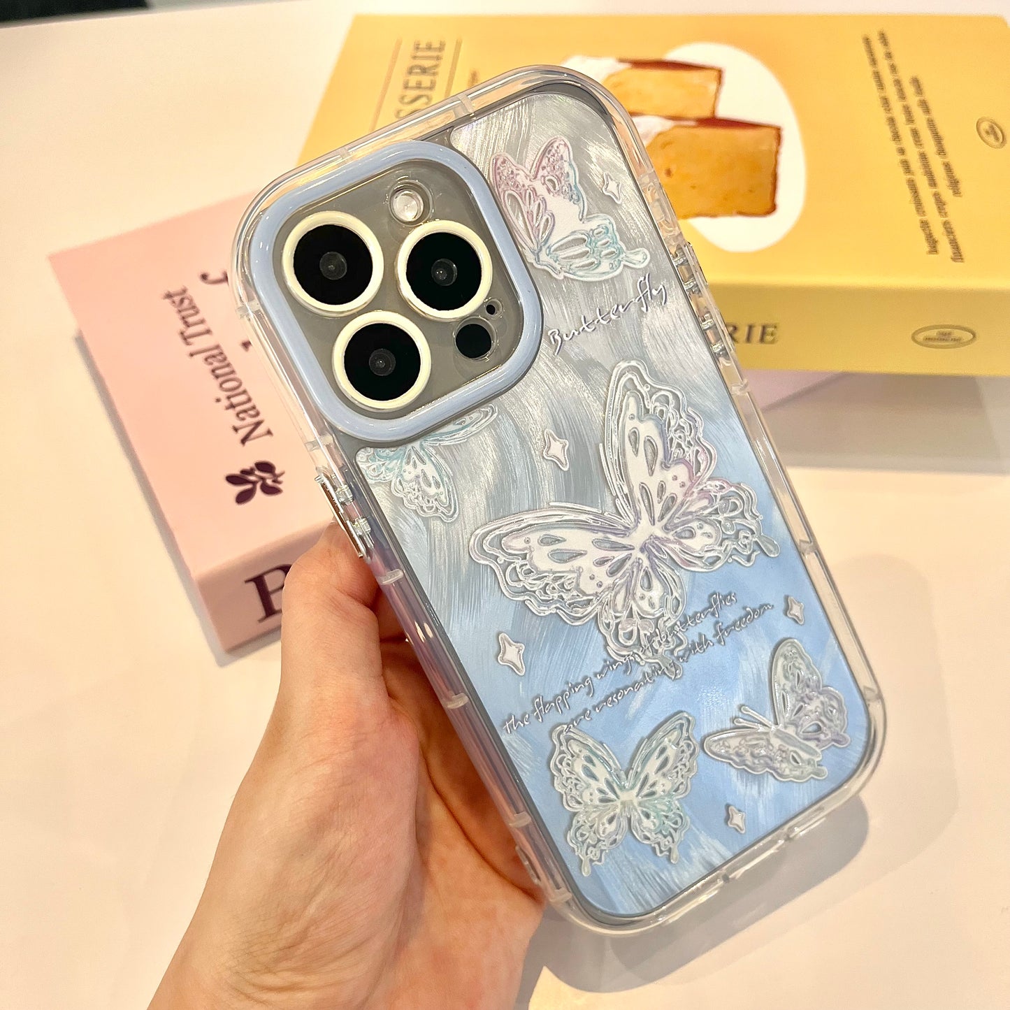 【Ready Stock】B027 ✨ 蓝色渐变羽纱蝴蝶壳