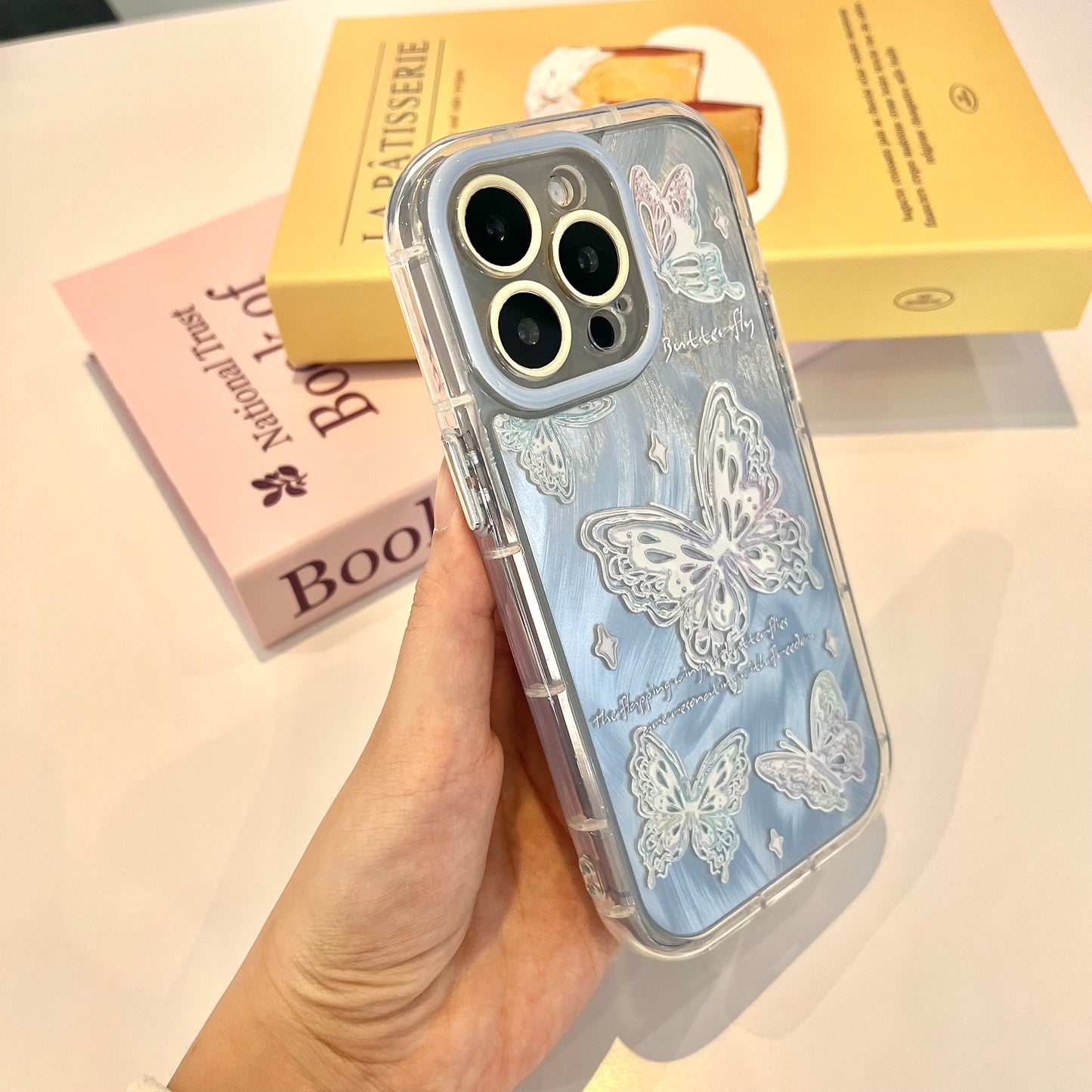 【Ready Stock】B027 ✨ 蓝色渐变羽纱蝴蝶壳