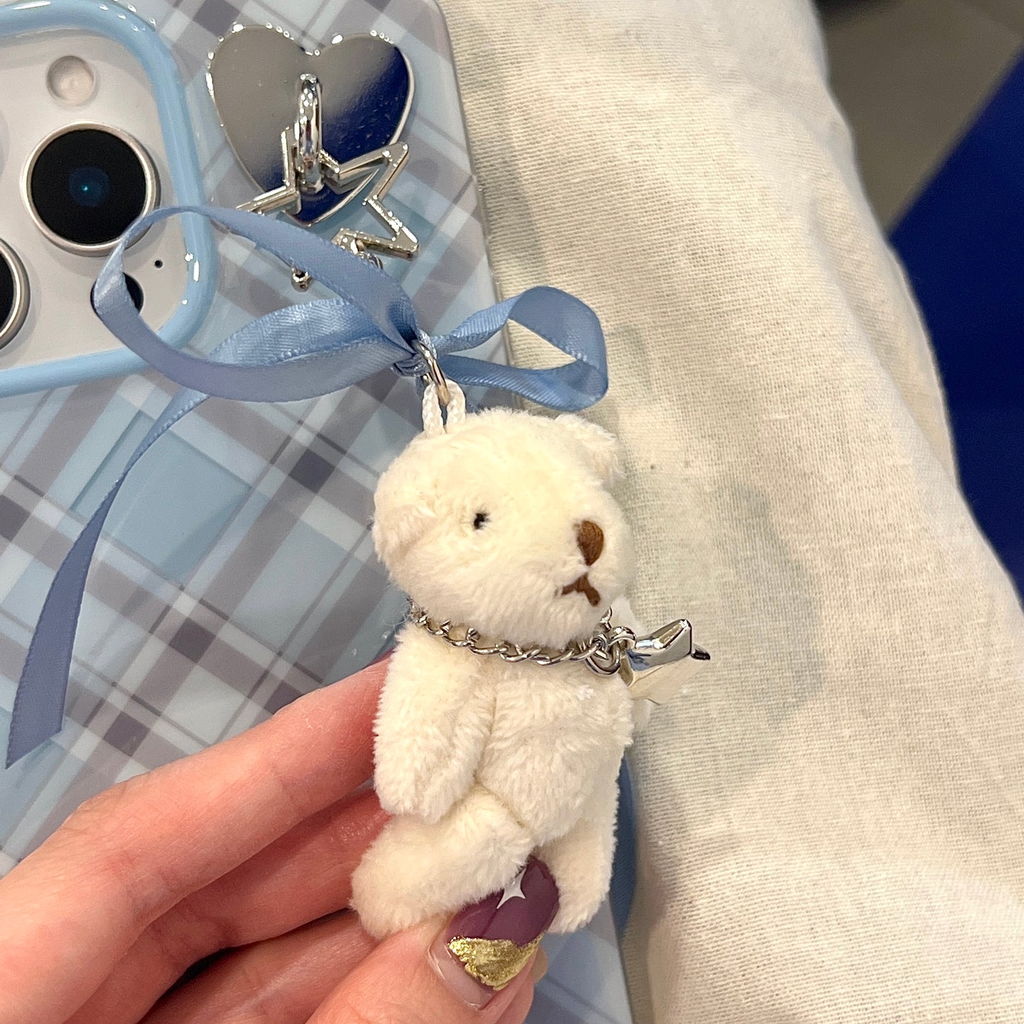 【Preorder】主推款!B147✨ 蓝色格纹小白熊