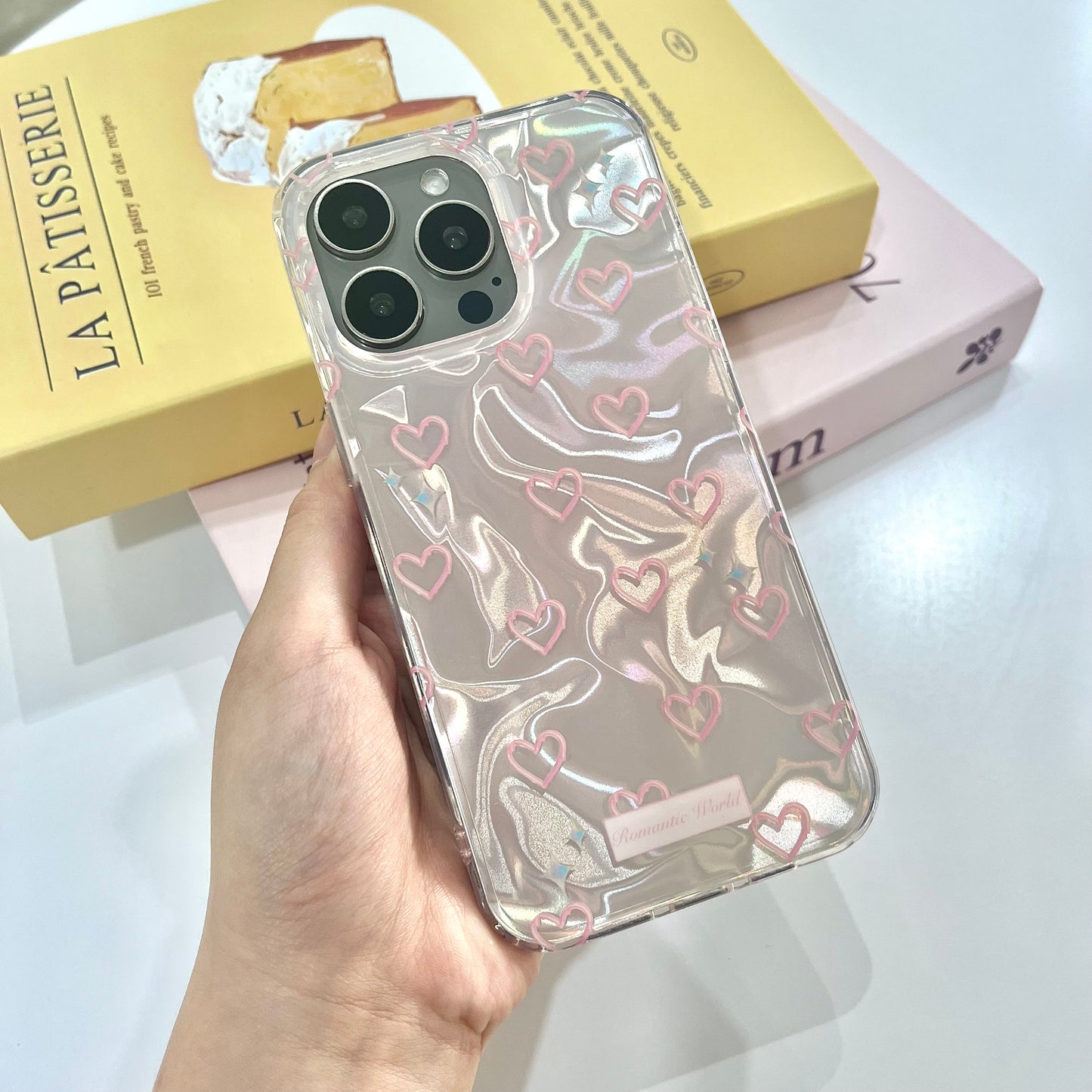 【Ready Stock】iP 15 Pro Max ✨ ins 水波纹粉色爱心