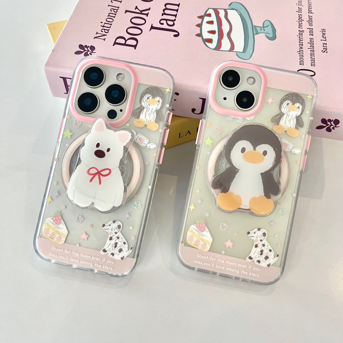 【Ready Stock】ip 14 / B074 ✨ 磨砂小动物粉壳