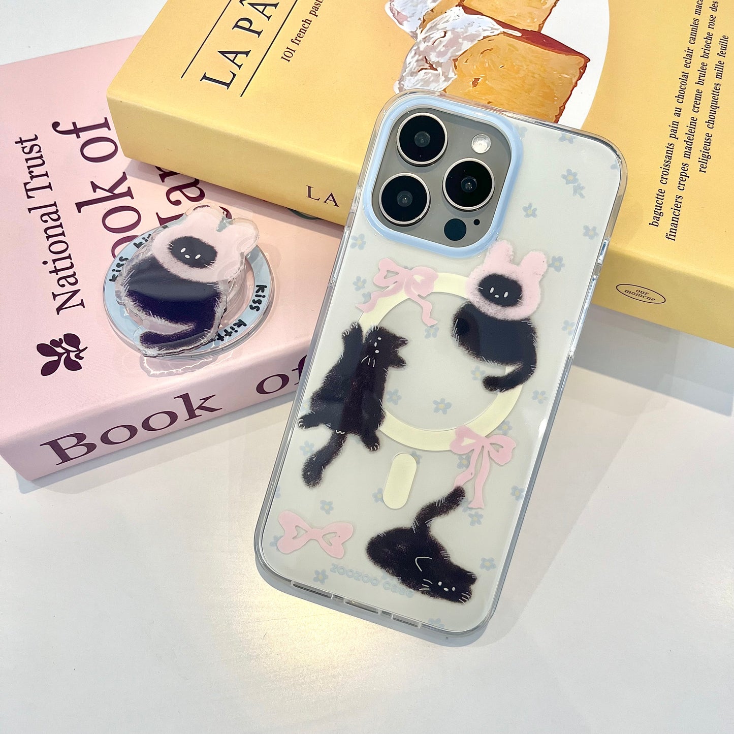 【Ready Stock】B032 ✨碎花小黑猫🐈⬛磁吸壳