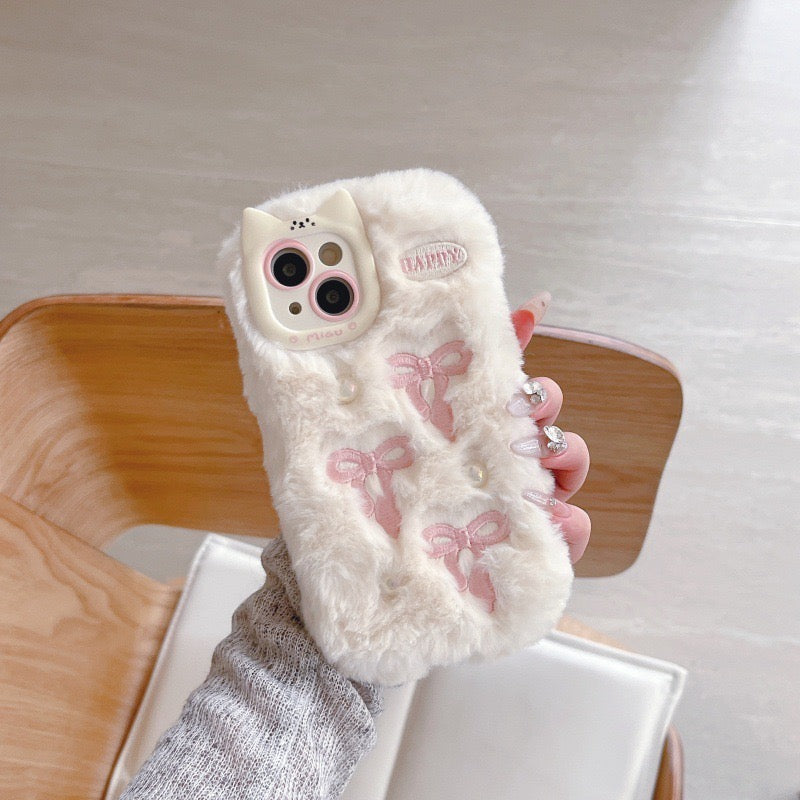【Preorder】B091✨ 秋冬绒毛蝴蝶结壳子