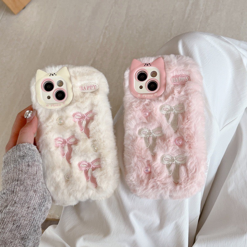 【Preorder】B091✨ 秋冬绒毛蝴蝶结壳子