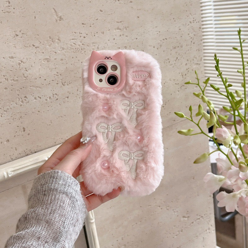 【Preorder】B091✨ 秋冬绒毛蝴蝶结壳子